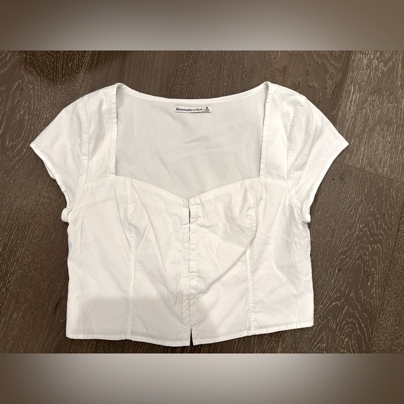 Abercrombie & Fitch Button Front Crop Top | White | Size M - Picture 1 of 5